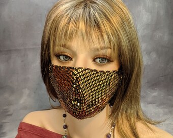 Washable Gold Sparkle Reusable Triple Layer Face Mask Beautiful Mask Elegant Mask Elegant Face Mask Beauty Mask Made in USA Gift for Her