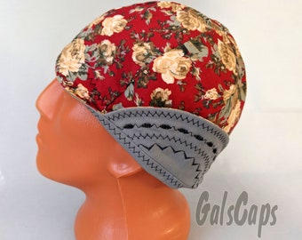 Floral/Gray Welders Hats Bikers Caps Welding Cap Hat Cotton Weld Cap Made in USA Ready to Ship #43