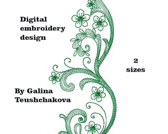 Digital Machine Embroidery design. Scalloped lace  for veil.