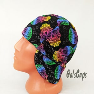 Colorful Sugar Skulls Welders Hats Bikers Caps Welding Cap Hat Cotton Decorative Stitching Weld Cap Made in USA Ready to Ship
