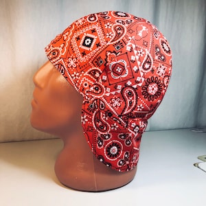 Red Bandana Welders Hats, Bikers Caps, Welding Cap Hat, Cotton.