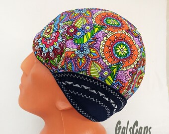 Welders Hats Butterfly Floral Print Bikers Caps Welding Cap Hat Cotton Weld Cap Made in USA Ready to Ship