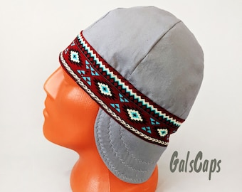 Southwest/Gray Welders Welding Cap  Hats Bikers Caps  Hat Cotton Decorative Stitching Weld Cap Made in USA Ready to Ship