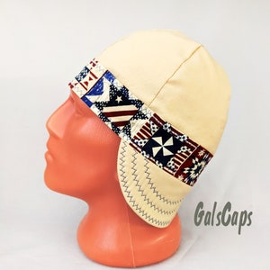 Patriotic Quilting Welders Welding Cap  Hats Bikers Caps  Hat Cotton Decorative Stitching Weld Cap Made in USA Ready to Ship