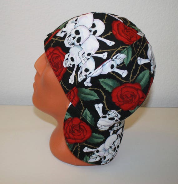 Welders welding biker pipe fitter hat cap Skulls and Roses