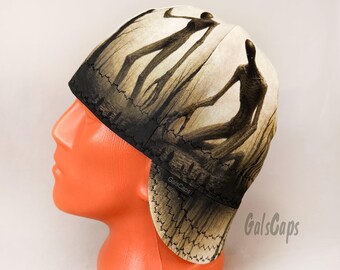 Halloween Monster/Black Print Bikers Caps Welding Cap Hat Cotton Weld Cap Made in USA Ready to Ship