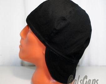 Blackout Reversible Welding Caps Black/Black Welders Pipefitters Bikers Cap Welding Hat for Work Made in Usa Ready to Ship