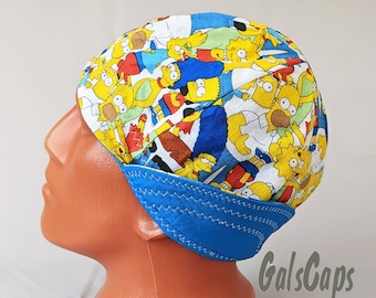 Welders Hats Simpsons Print Bikers Caps Welding Cap Hat Cotton Weld Cap Made in USA Ready to Ship