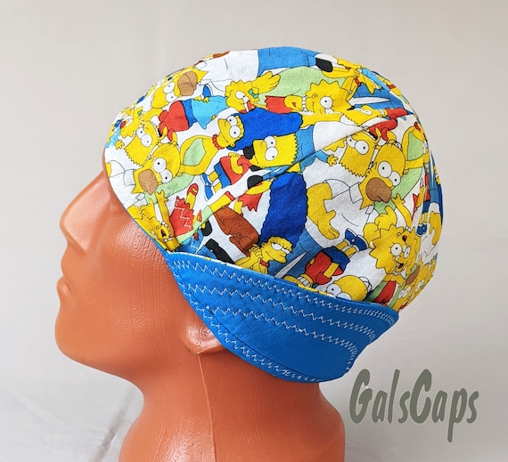 Welders Hats Simpsons Print Bikers Caps Welding Cap Hat Cotton Weld Cap Made in USA Ready to Ship