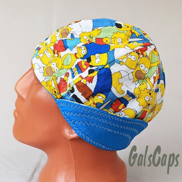 Welders Hats Simpsons Print Bikers Caps Welding Cap Hat Cotton Weld Cap Made in USA Ready to Ship