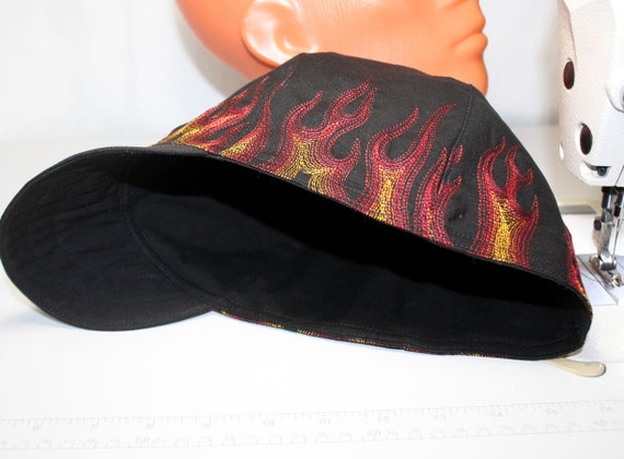 Handmade Flames Welding Biker Cap Hat 6 Panel Handmade Flames Welding Biker Cap Hat 6 Panel