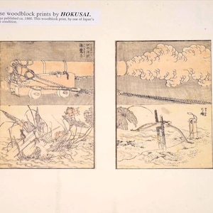 Katsushika Hokusai, Antique 1860 Rare Woodblock Art Print, Firearms Militaria, Japanese Edo Era Artworks And Publications, Oriental Art