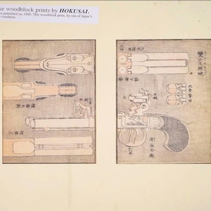 Katsushika Hokusai, Antique 1860 Rare Woodblock Art Print, Firearms Militaria, Japanese Edo Era Artworks And Publications, Oriental Art