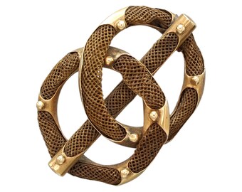 Victorian Era Jewelry, Braided Infinite Interlocking Symbol, Memento Mori Brooch Pin, Dated As Circa 1880s England UK, Fashion Accessories
