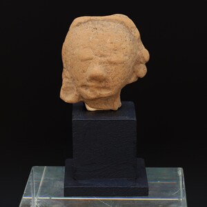 Ancient Huastec Head Of Dignitary Figure, Circa 500 AD Panuco River Area Style, Veracruz Pre-Columbian Ceramic Idol Head, Prehispanic Mexico