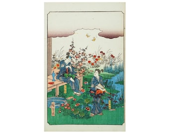 Utagawa Kunisada, Antique Taisho Era Ukiyo-e Color Woodblock Print On Washi Paper, The Soga Brothers, Oriental Arts, East Asian Collectibles