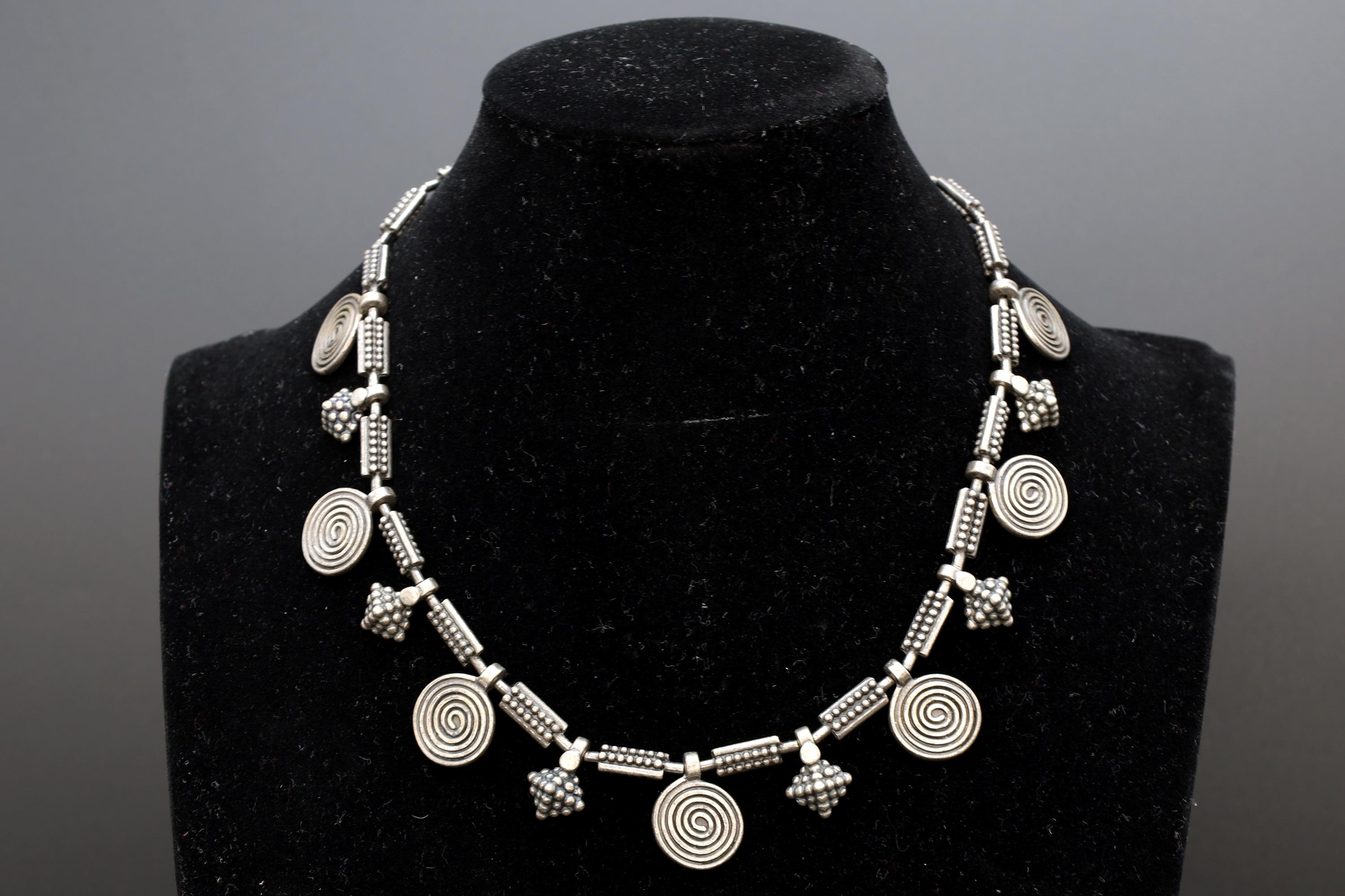 Thailand Karen Hill Tribe Sterling Silver Necklace Tribal Asia