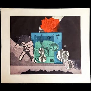 战争与和平 War and Peace Artwork By Taiwanese Artist Shaih Li-Fa, Etching Print Numbered 119/120. Signed And Dated 1969 In Pencil