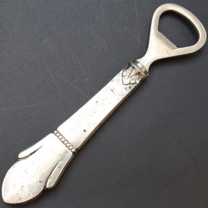 Vintage Art Deco Bottle Opener, American Sterling Silver Handled Bottle Cap Lifter, Mid Century Barware