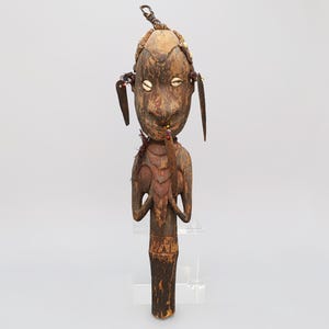Papua-Neuguinea, Antikes frühes 20.Jh. Stammeshäuptling Cane Idol Der Vorfahren, Ethnographische Kunst