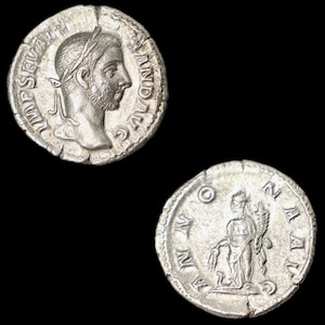 Antikes römisches Reich, 3.Jahrhundert n.Chr., eine silberne Denar-Münze. Kaiser Severus Alexander, Numismatische und Historische Antiquitäten Sammlerstücke Bild 1