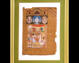 Emperor Jahangir Weighs Prince Khurram, Later Crowned Shah Jahan, Early 20th Century Indian Mughal Style Painting, A Miniature Art