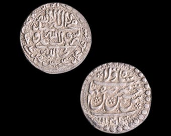 Monete islamiche medievali del Medio Oriente, un Abbasi d'argento, 4 Shahi. Impero safavide sotto il sultano Husayn I, numismatica e oggetti da collezione.