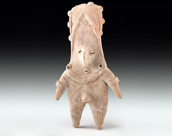 Ancient Pre Columbian Colima Jalisco, Tuxcacuesco Flat Body Figure, 300 BCE to 300 AD, West Mexico, Mesoamerican Tomb Burial Art