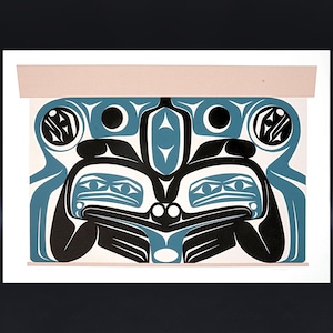 Bear, Salish Indigenous Tribal Art By Andy Wilbur Peterson, Canada First Nations, Haida, Hand Signed Print Artwork. Medium Size