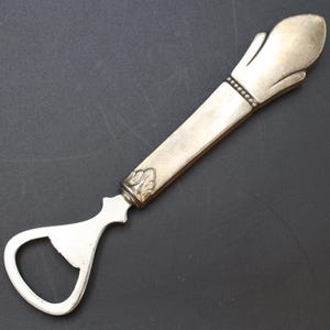 Vintage Art Deco Bottle Opener, American Sterling Silver Handled Bottle Cap Lifter, Mid Century Barware