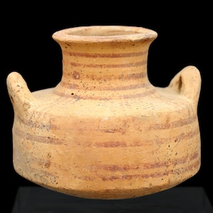 Ancient 12th Century BCE, Greek Mycenaean Polychrome Jar With Handles. Antiquities, Ceramic And Pottery Art, Mediterranean Sea