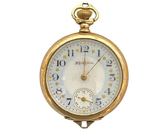 Antikt fickur från Hampden från 1908, serienummer 2508662, diadem, Canton, Ohio, fungerar ej, 15 juveler, dueber-boett