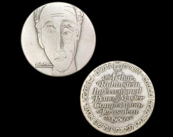 Israel, Commemorative Coins Exonumia, A Pair Of 3rd Arthur Rubinstein Piano Music Award Medals 935 Silver, Pablo Picasso Artwork