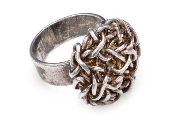 Infinite Knot Ring, Statement Ring Size 6 With Go… - image 1