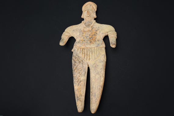 Ancient Pre Columbian Colima Pottery Standing Figure, Full Body
