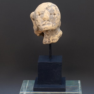 Ancient Huastec Head Figure, Circa 300 AD Panuco River Area Style, Veracruz Pre-Columbian Ceramic Idol Figure Head, PreHispanic Mexico