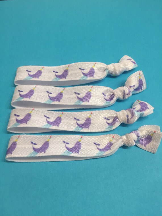 Narwhal Party Favors Narwhal Hair Ties Fold Over Elastic Etsy