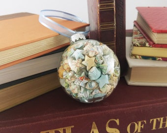Vintage Book Ornament | Christmas Ornament | Star Ornament | Book Ornament | Glass Ball Ornament | Book Lover Gift | Teacher Gift