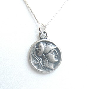 925 sterling silver small old style roman Greek Macedonian coin antique charm pendant necklace