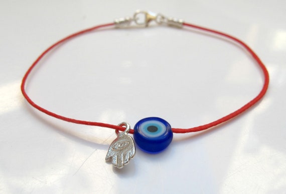 Bracciale Sacro Hamsa Mano Malocchio Blu Intrecciato STRING - Foto 7