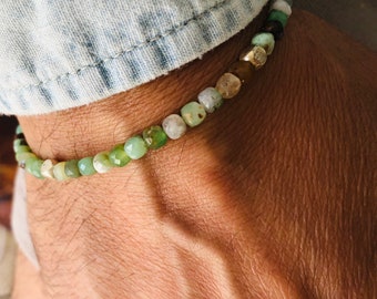 chrysoprase gemstone silver beads bracelet natural handmade