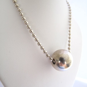 silver ball necklace seamless large silver bead necklace  heavy silver chain necklace  925 sterling silver ball necklace ,silver jewelry