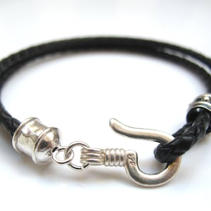 925 sterling silver black braided wrap bracelet