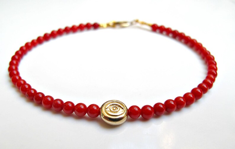 Kabbalah Evil Eye Bracelet Solid Gold Natural Red Coral Etsy