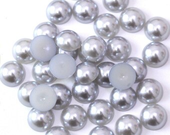 1000 2mm 3mm 4mm 5mm or 100 6mm Pearl Cabochons Flatback Resin Gray