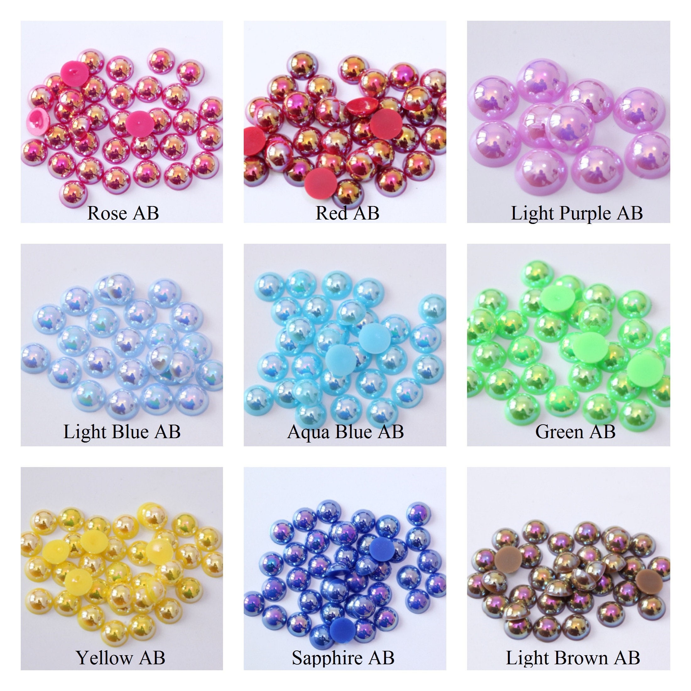 Aqua AB-Half Pearls-Flat Back Half Round Pearls-Bead  pearls-2mm-3mm-4mm-5mm-6mm-7mm-8mm-9mm-10mm-Non Hotfix