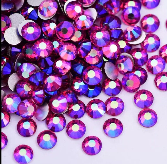 Purple Topaz Light Glass Flat Back Rhinestones Silver Back