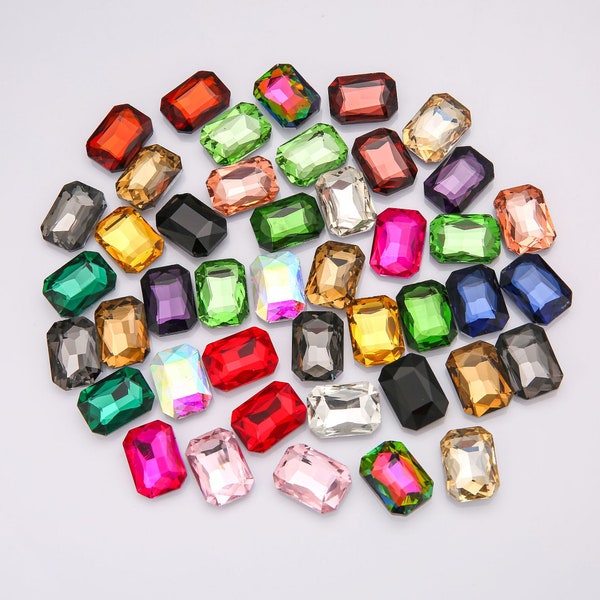 Octogone 8x10mm 10x14mm 13x18mm 18x25mm cristaux de verre à dos pointu cristaux strass perles pierres précieuses pierres sans trous