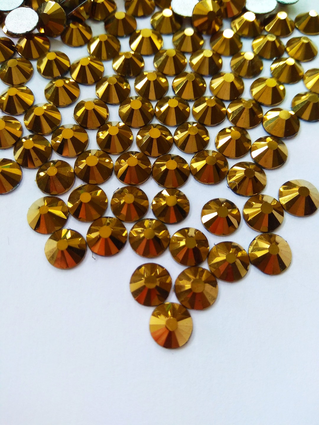 Topaz / Topaz AB Flat Back Rhinestones Crystals Light Orange golden Yellow  AB Aurora Borealis Glass Beads 2mm3mm4mm5mm6mm Mixed Sizes 