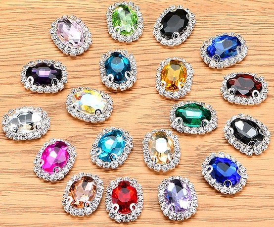 CraftbuddyUS 50pcs 13X18mm Sew on Acrylic Oval Diamante Rhinestone Crystal Gems CraftbuddyUS 50pcs 13X18mm Sew on Acrylic Oval Diamante Rhinestone Crystal Gems